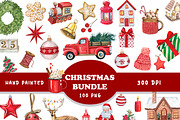 Watercolor CHRISTMAS BUNDLE 100 PNG, a Seasonal Illustration by PatternPalette (Thumbnail 4 of 5)