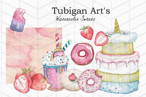 10 Watercolor Sweets Bundle