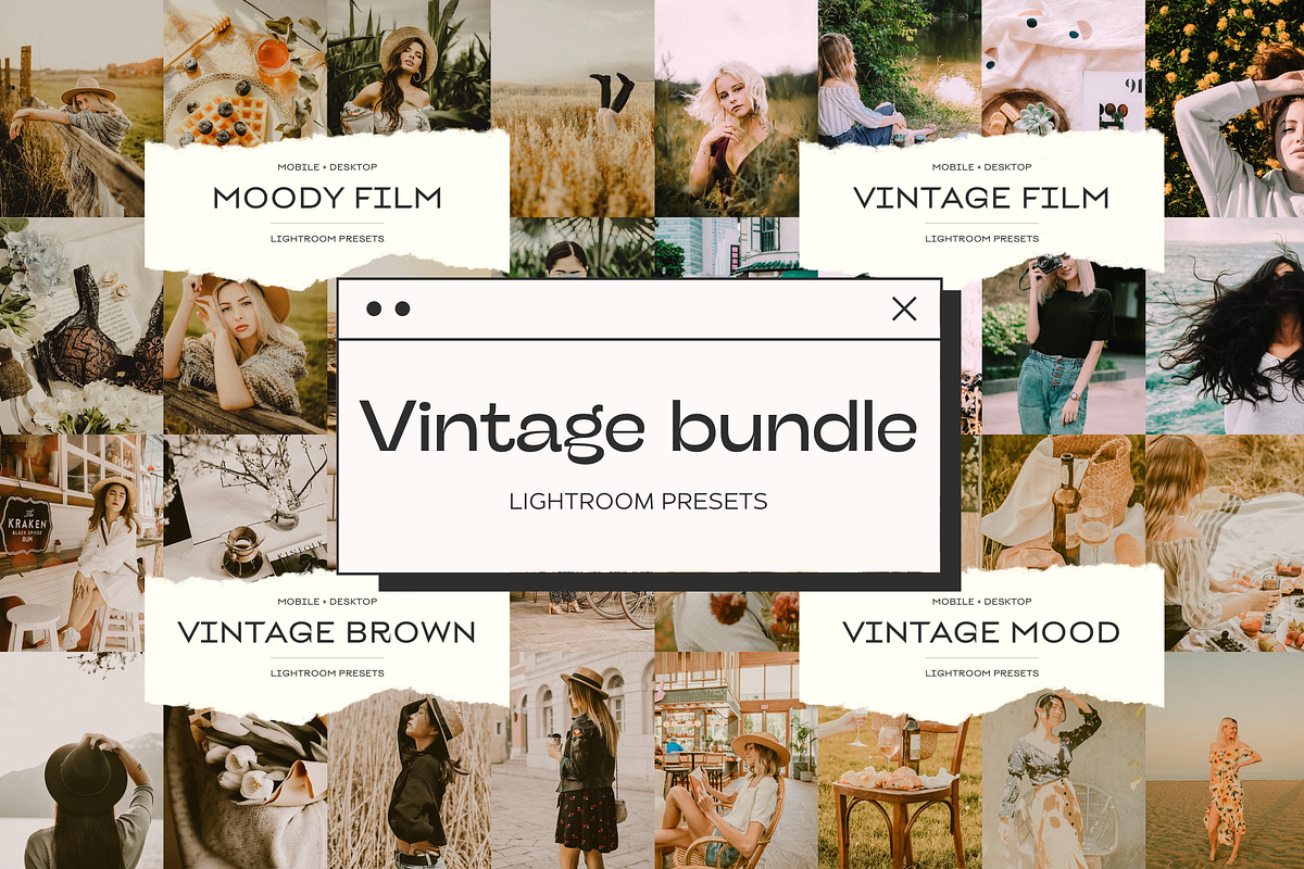 Vintage Lightroom Presets Bundle, an Action Add-On by Eden Origin Studio (Photo 1 of 5)