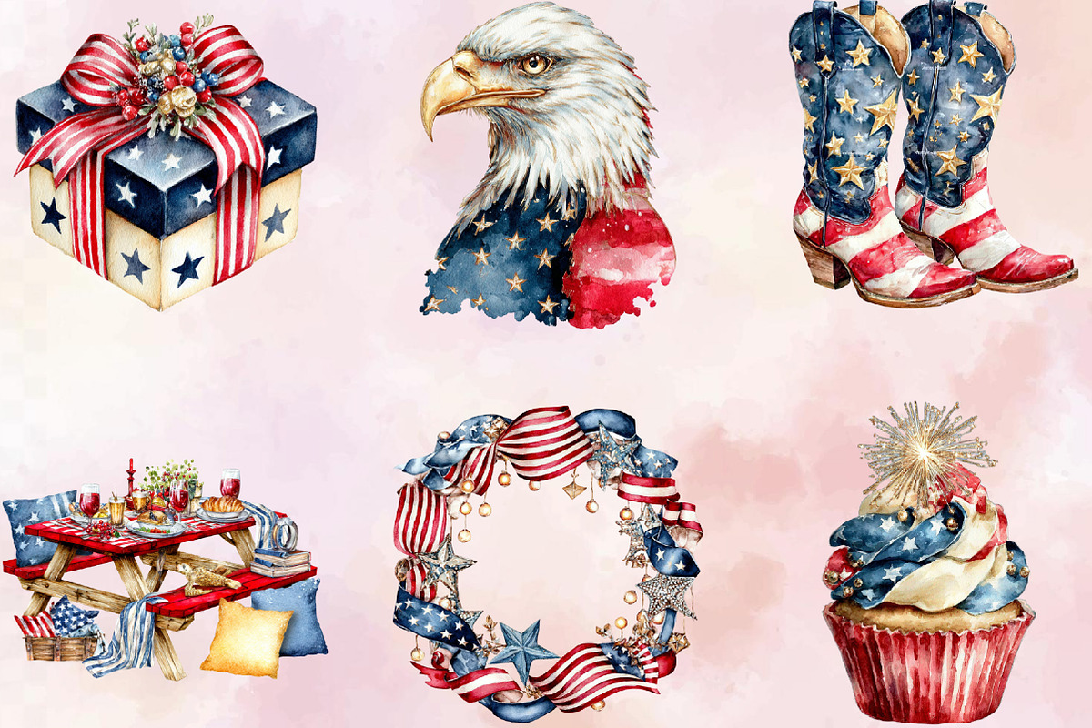 4th of July Clipart Bundle., an Illustration by SVGArt (Photo 5 of 9)