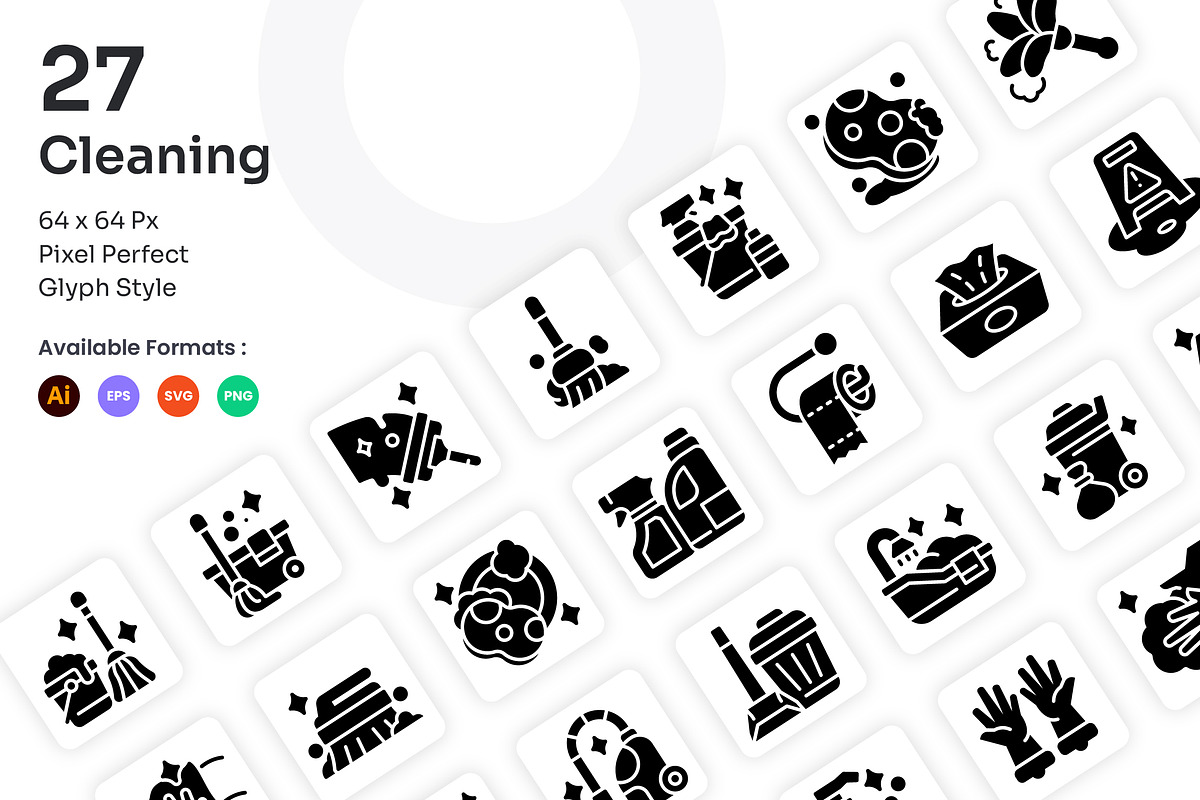 Cleaning Icons Set - Glyph, a Solid Icon by Kmg Design (Photo 1 of 2)