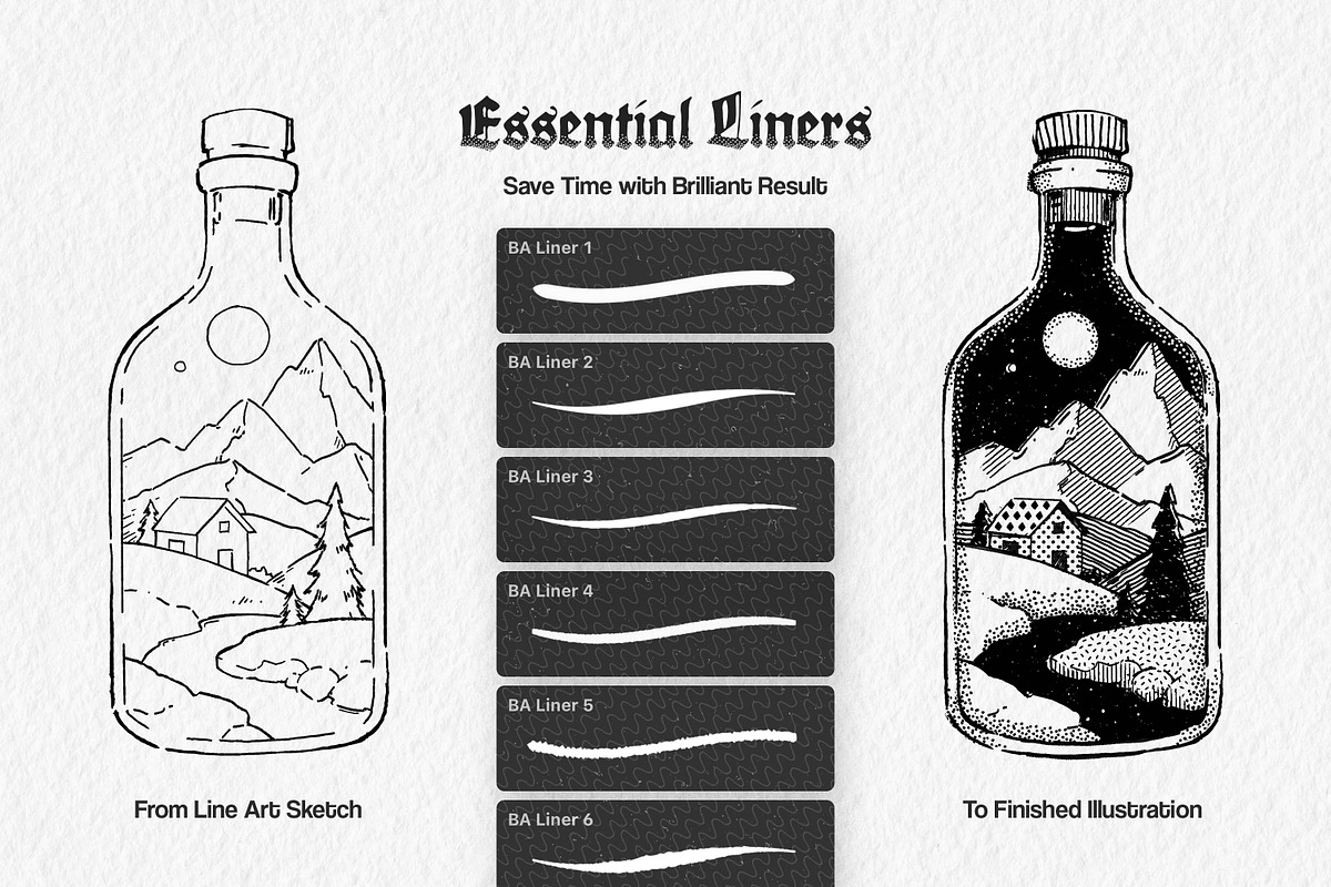 Photoshop Essential Liner Brushes, a Brush Add-On by brushapes.com (Photo 2 of 12)