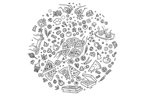 Italian Traditional Pizza icons, a Food Illustration by Tettygreen