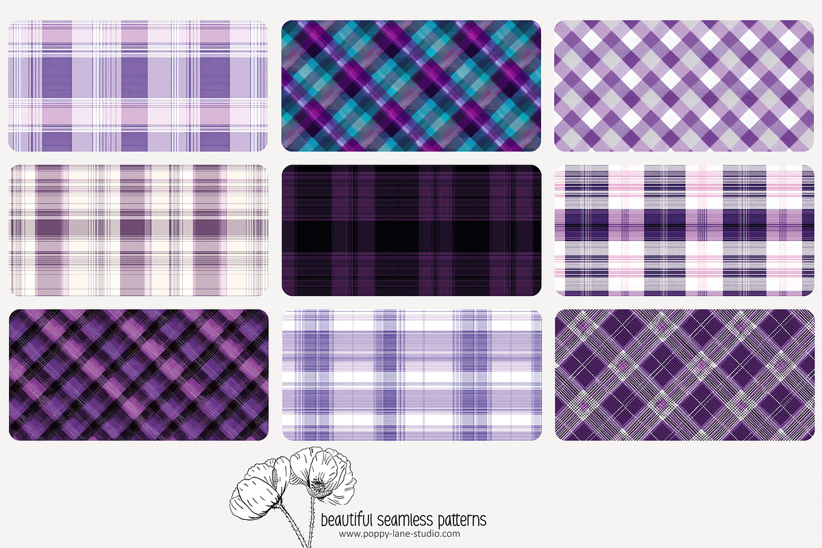 80 purple plaid seamless pattern, a Pattern Graphic by Poppy Lane Studio