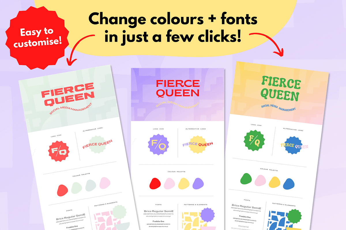 Fierce Queen Canva logo & brand kit, a Branding & Logo Template by Kurly Creative (Photo 3 of 13)