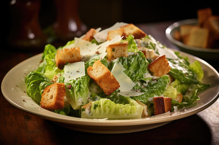 Caesar salad with parmesan cheese an, a Photo by Iftikhar Alam