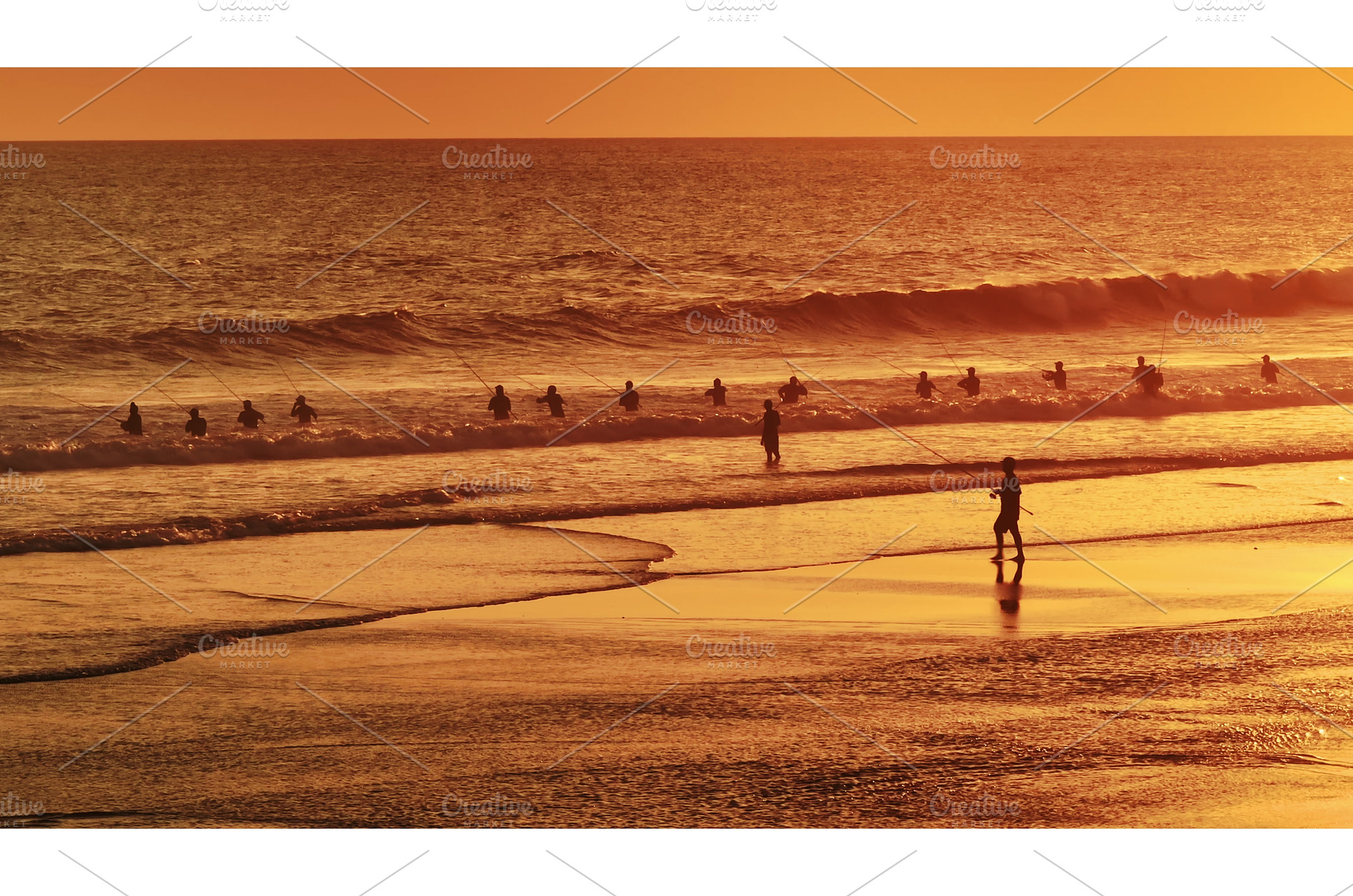 Fishermen silhouetted fishing at, a Sports & Recreation Photo by Goinyk