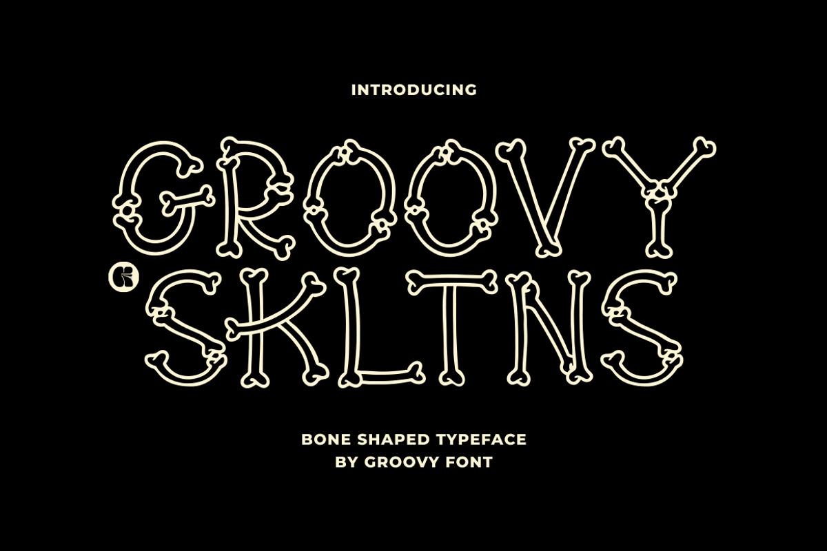 Groovy Skltns Bone Shaped Typeface, a Handwritten Font by GroovyFontCo (Photo 1 of 7)