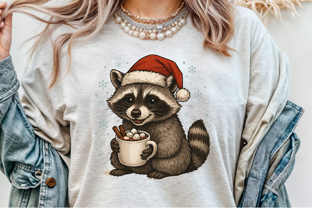 Watercolor Christmas Raccoon PNG, an Illustration by Sublimation Artist (Photo 2 of 9)