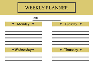 Weekly Planner Vector Template