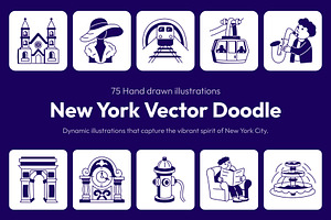 New York Vector Drawing Set, an Outline Icon by Vectors Market