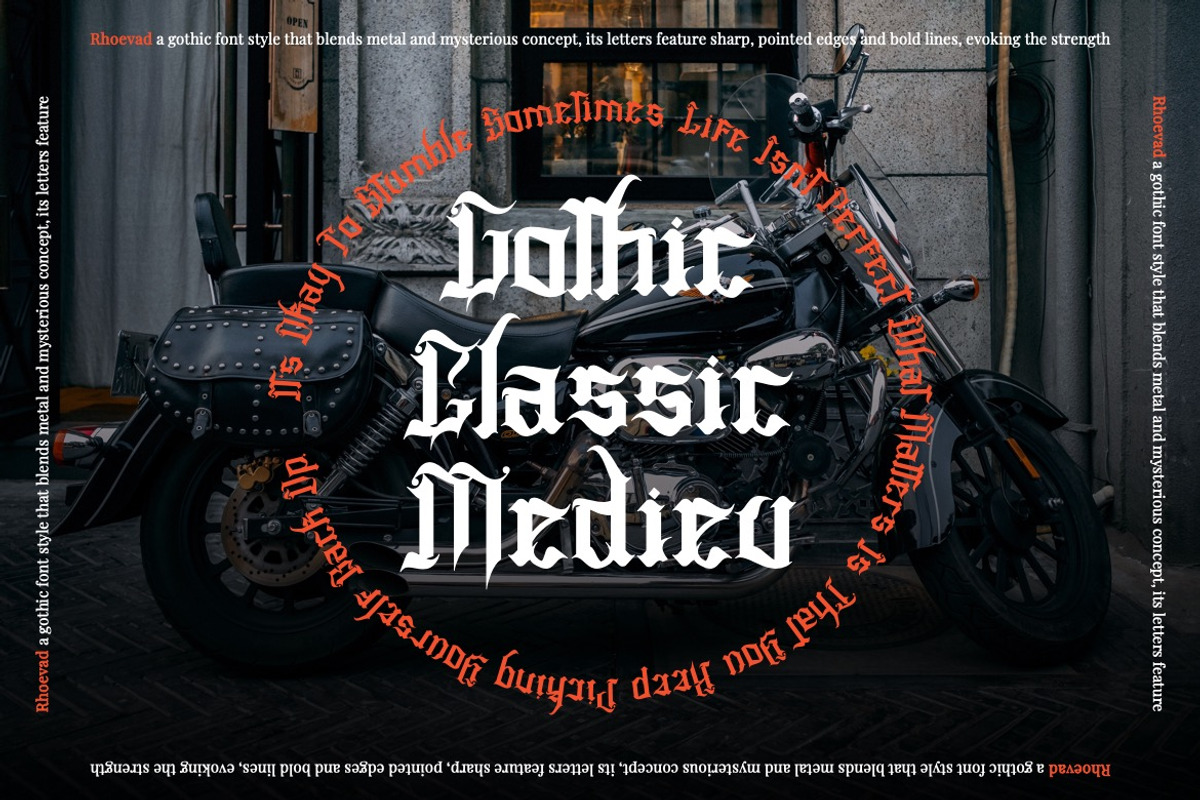 Rhoevad - Modern Blackletter Font, a Blackletter Font by Dhabee (Photo 11 of 14)