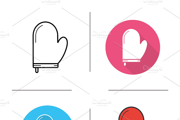 Oven Mitt Icons. Vector