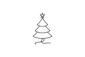 Layered Star Line Christmas Tree, a Branding & Logo Template by Vectorium Studio