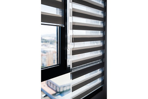 Vertical view of zebra window blinds