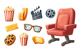 Cinema movie items. Film reel tape, an Object Illustration by Stock-Smart-Start