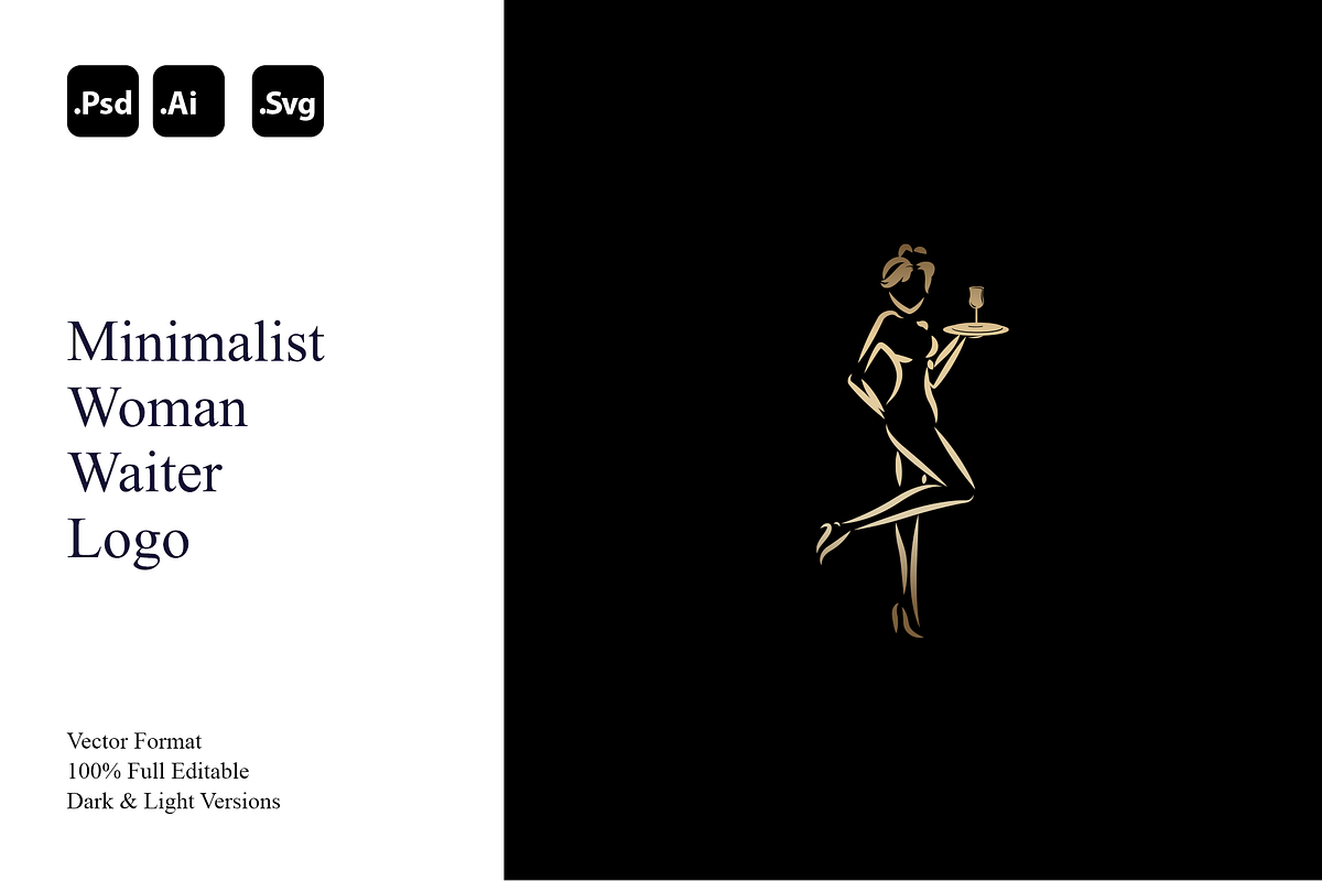 Minimalist Woman Waiter Logo, a Branding & Logo Template by Luxury Logos (Photo 1 of 4)