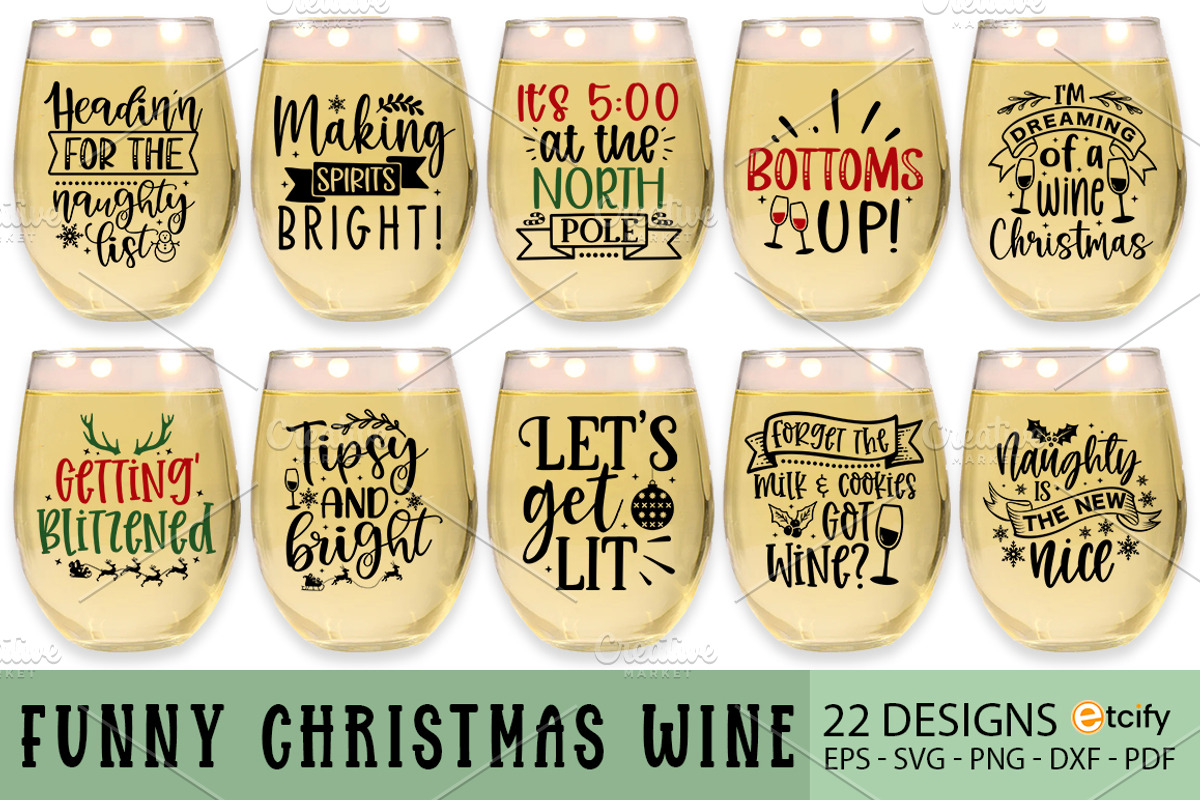 Funny Christmas Wine Glass SVG Bundl, a Pattern Graphic by Etcify (Photo 1 of 4)