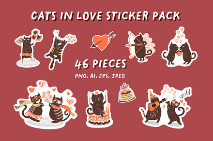 Cats in love sticker pack