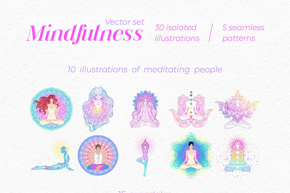Mindfulness. 35 Vector Set., a Decorative Illustration by Varvara Gorbash (Photo 9 of 9)