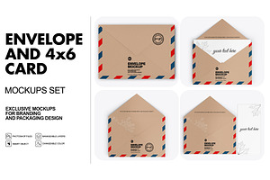 Kraft Envelope And 4x6 Card Mockups