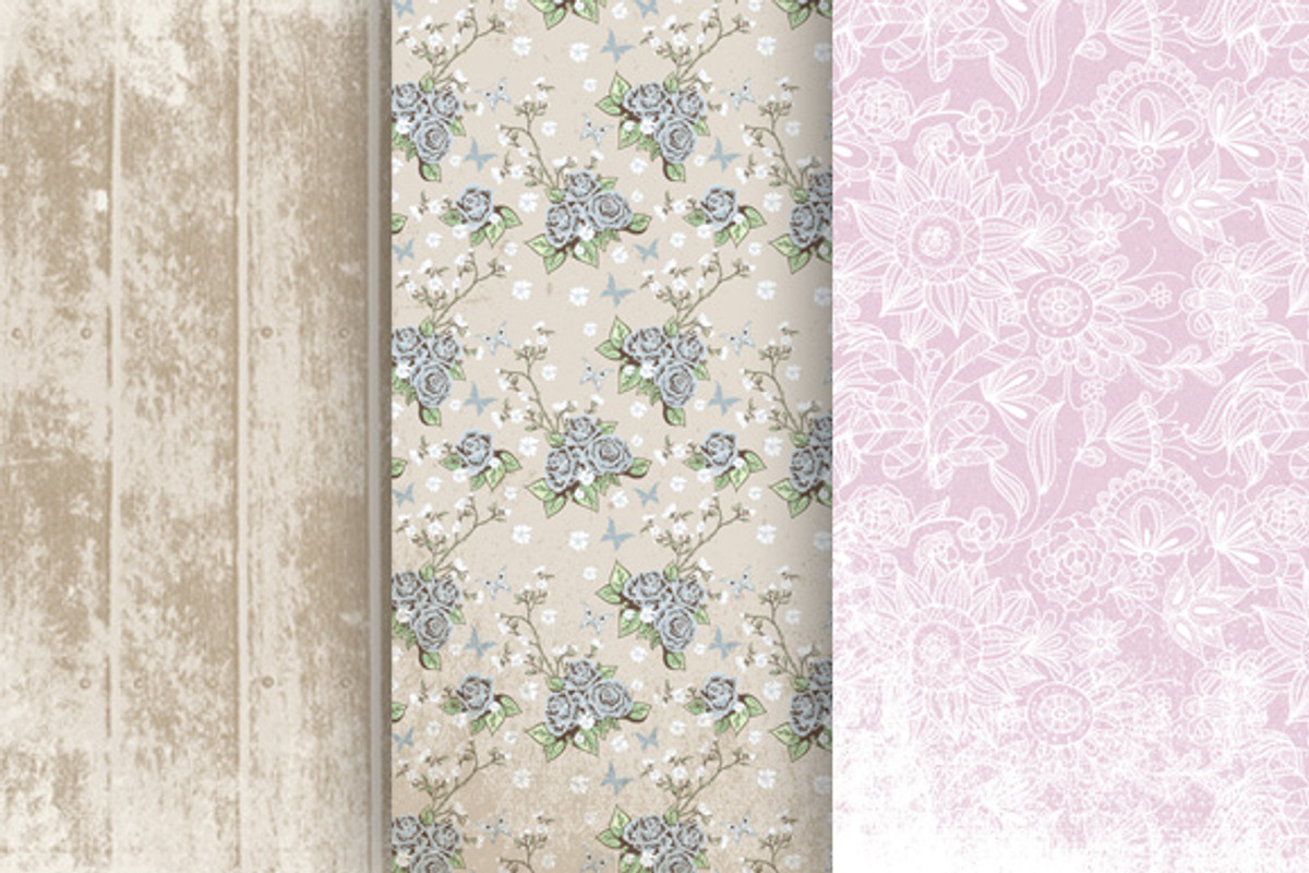 12 shabby romantic Digital Papers., a Pattern Graphic by CLIPART GARDEN (Photo 3 of 5)