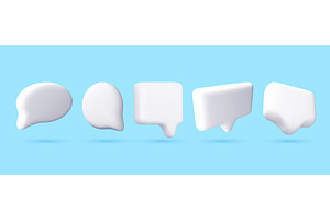 Set of 3d white speech bubble icons, an Object Illustration by Abscent