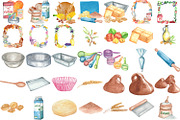101 Baking Items Watercolor Clipart, an Illustration by LilyBoo Clipart (Thumbnail 3 of 4)