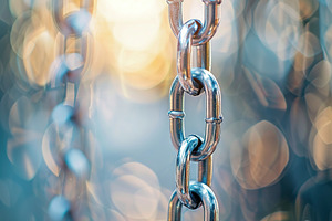 Iron chain on blurred background, an Abstract Photo by AlyaAnd