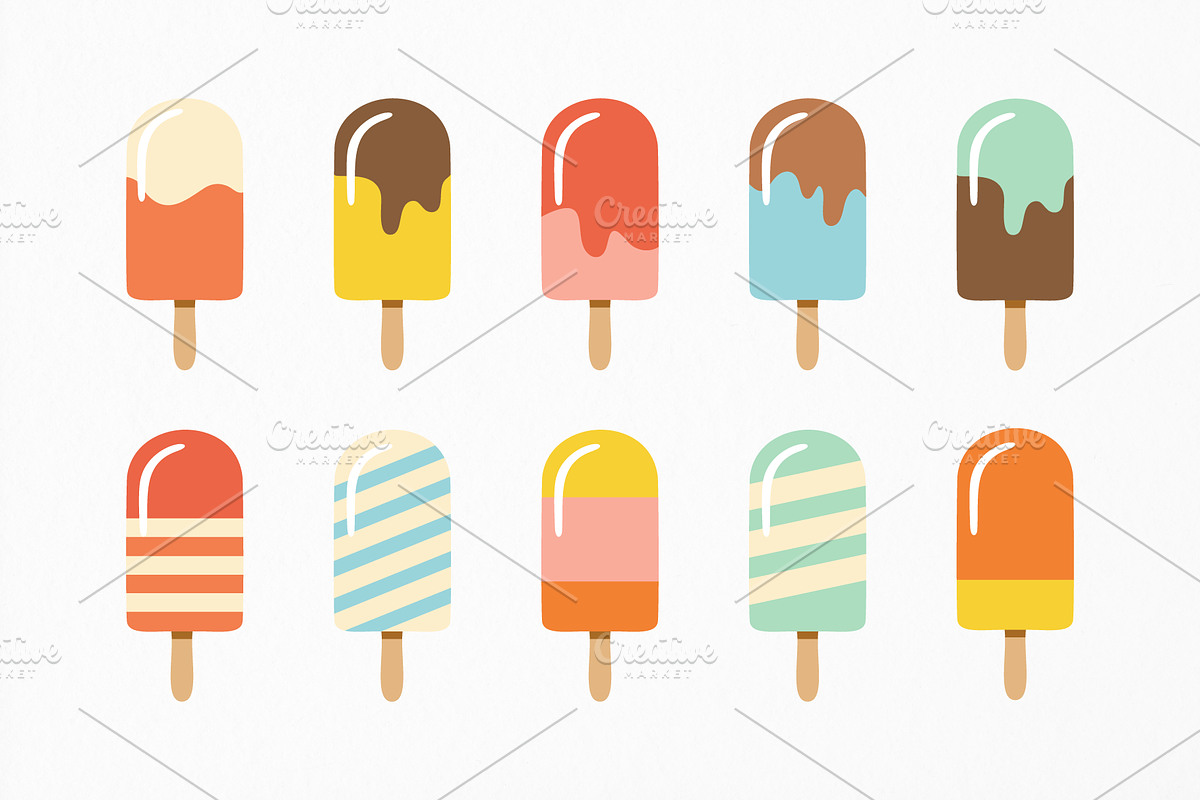 10 Ice Lolly Vector Set, an Object Graphic by MelanthaGraphics (Photo 1 of 2)