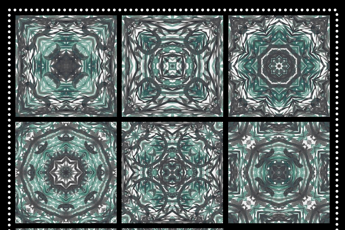 Black & Emerald Watercolor Patterns, a Pattern Graphic by Gen Aumonier (Photo 2 of 7)