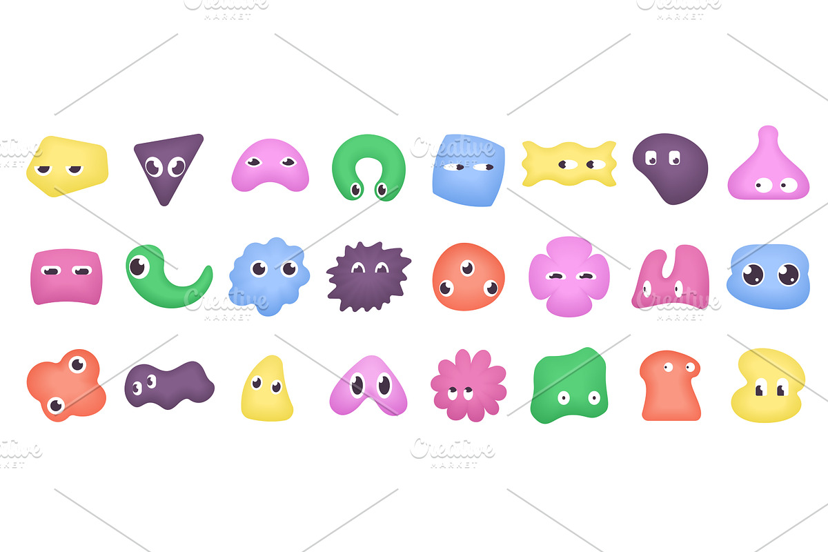 Colorful Doodle Shapes with Cute, an Illustration by Lemberg Vector