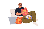 Fat people eating fast food set, a Food Illustration by Good Studio (Thumbnail 3 of 7)