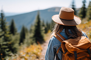Rear view on a woman with backpack, a Nature Photo by MistyDay
