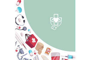 Medical items. corner design with, a Healthcare Illustration by Onyx