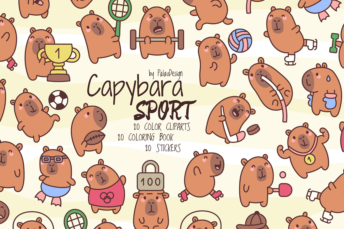 Cute Capybara Sporty Style, a Sport Illustration by Palau (Photo 1 of 12)