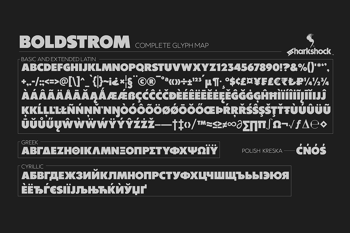 Boldstrom, a Sans Serif Font by Sharkshock (Photo 2 of 4)