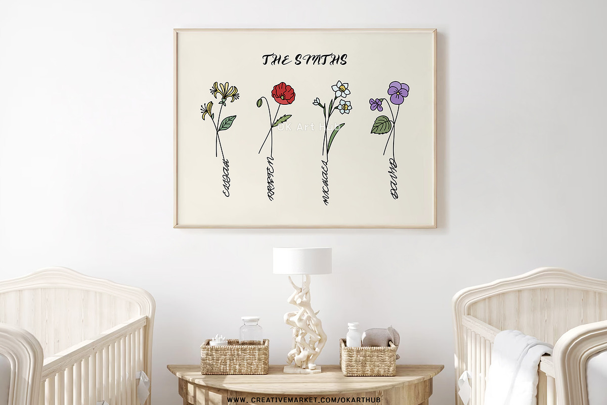 Birth Flowers Vector Clipart_B, a Decorative Illustration by OKArtHub (Photo 5 of 9)