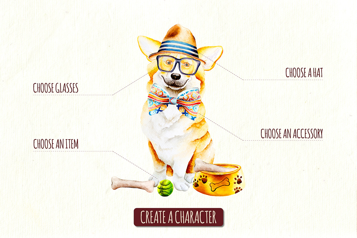Watercolor Dog creator + calendar, an Animal Illustration by Integrity_store (Photo 5 of 10)