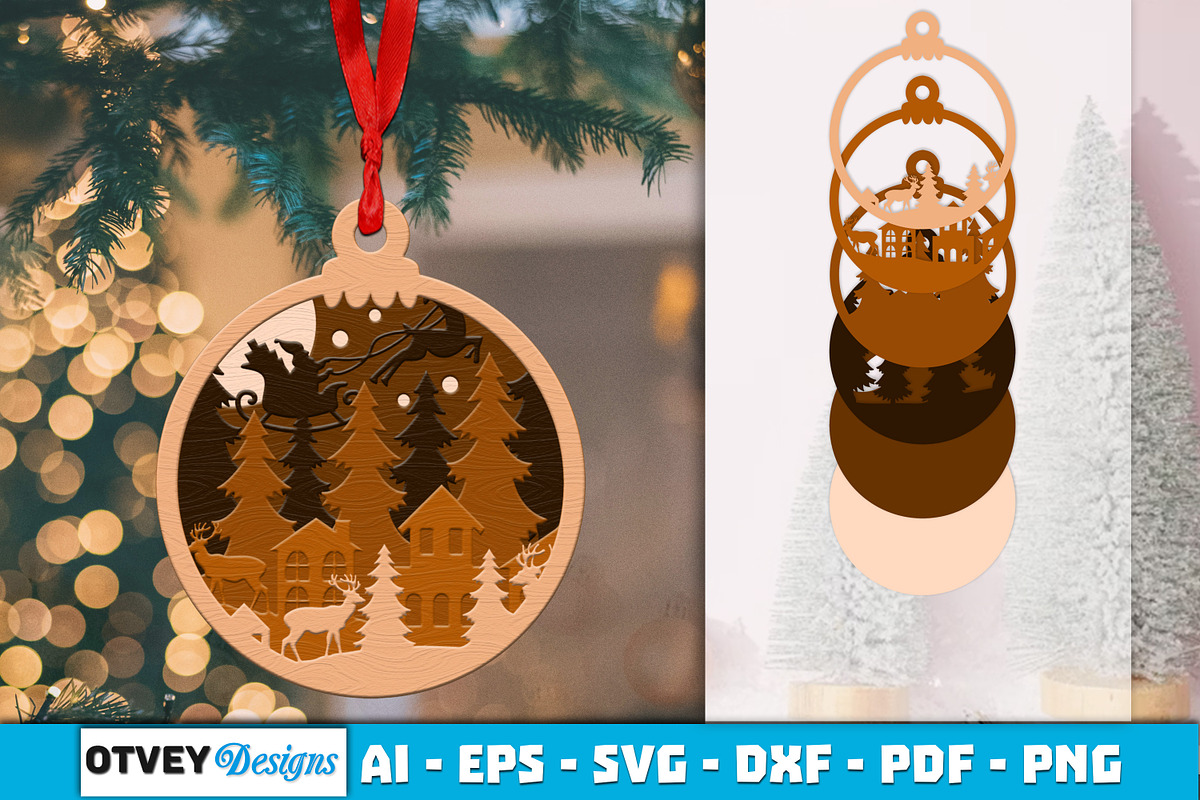 Christmas Scene Ornaments Layered, a Decorative Illustration by OTVEY DESIGN (Photo 10 of 13)