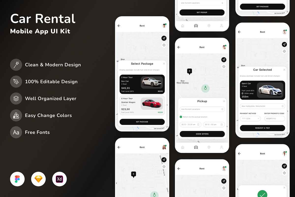 Car Rental Mobile App UI Kit, an UI Kit Template by Betush (Photo 1 of 3)