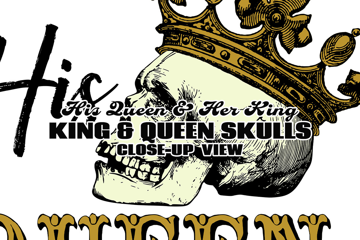 King & Queen Skulls w/ Crowns Vector, an Object Graphic by AlexandHer Digital Art (Photo 3 of 5)