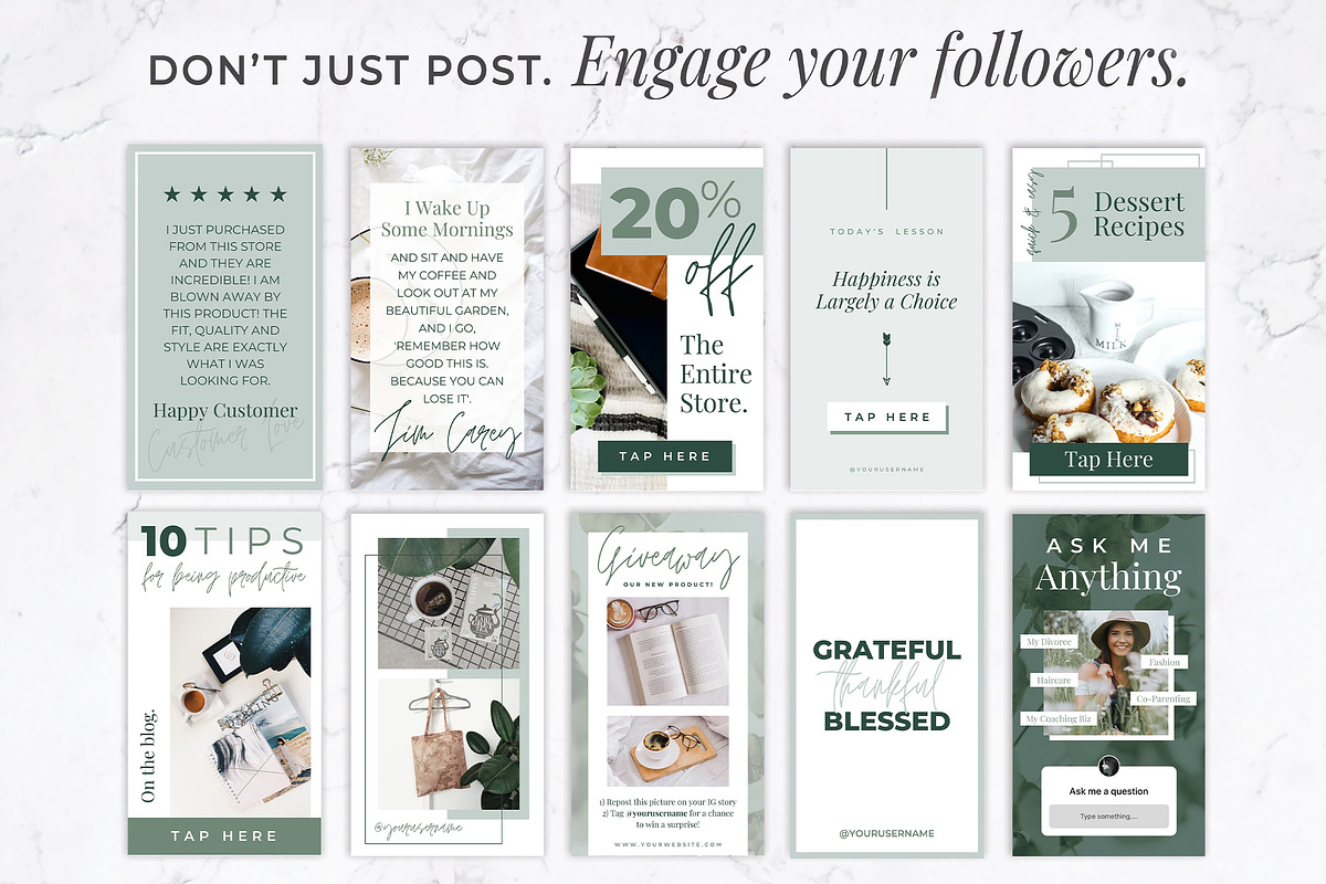 Instagram Stories for Canva | Green, a Social Media Template by Thirty One Palms Studio (Photo 2 of 8)