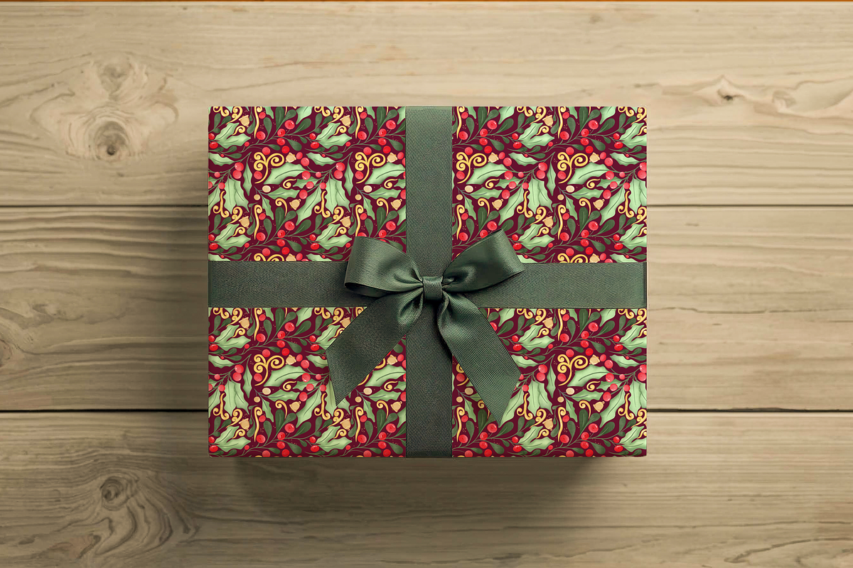 Holly, Berries & Bells Pattern, a Pattern Graphic by Little Creative Scribbles (Photo 3 of 5)