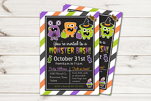 Kids Halloween Invitation Monsters