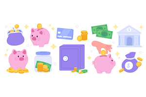 Finance and money savings elements, a Finance Illustration by LadadikArt