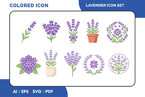 Lavender Colored Floral Icon Set, a Duotone Icon by Fontmine Studio