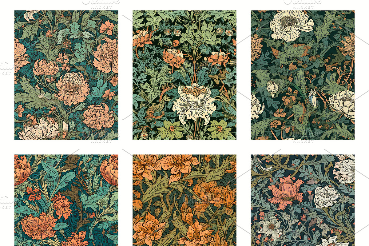 Seamless pattern with flowers, an Illustration by Pundateam (Photo 2 of 5)