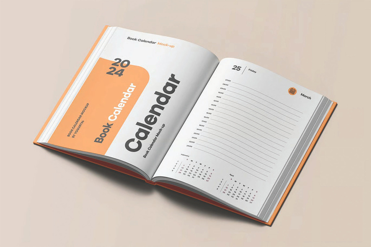 Calendar Book Cover Mockup, an Advertising Mockup by DesignRushMarket (Photo 12 of 13)