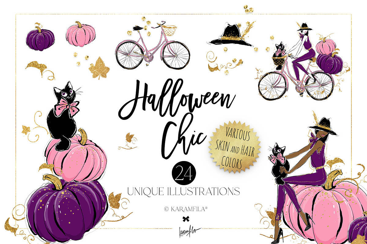 Halloween Fashion Witch Clipart, a Seasonal Illustration by KaramfilaS (Photo 1 of 8)